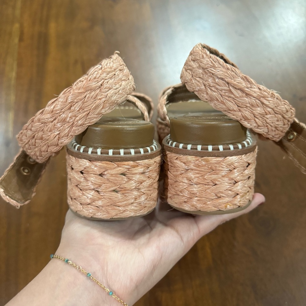 ULLA JOHNSON Gemma Flatform Espadrille Raffia  Sandals Terracotta Size 37 - Picture 7 of 9
